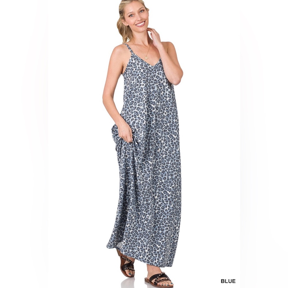 Blue leopard maxi